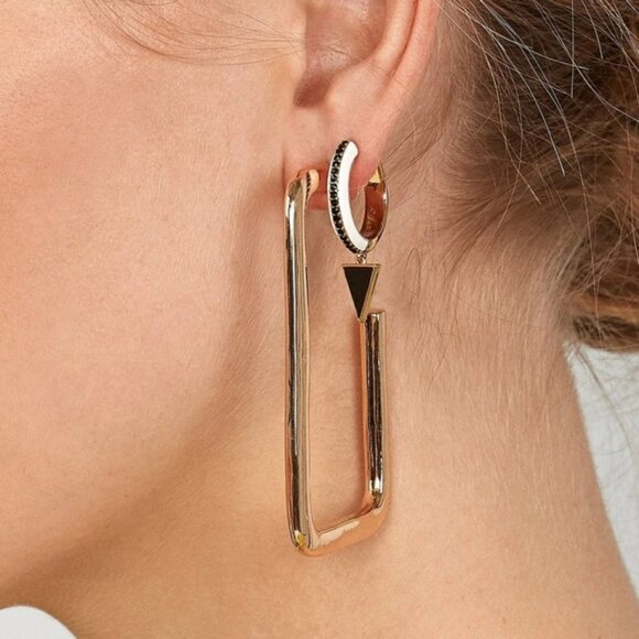 New Black and White Hoop Earrings - Picture 2 of 5